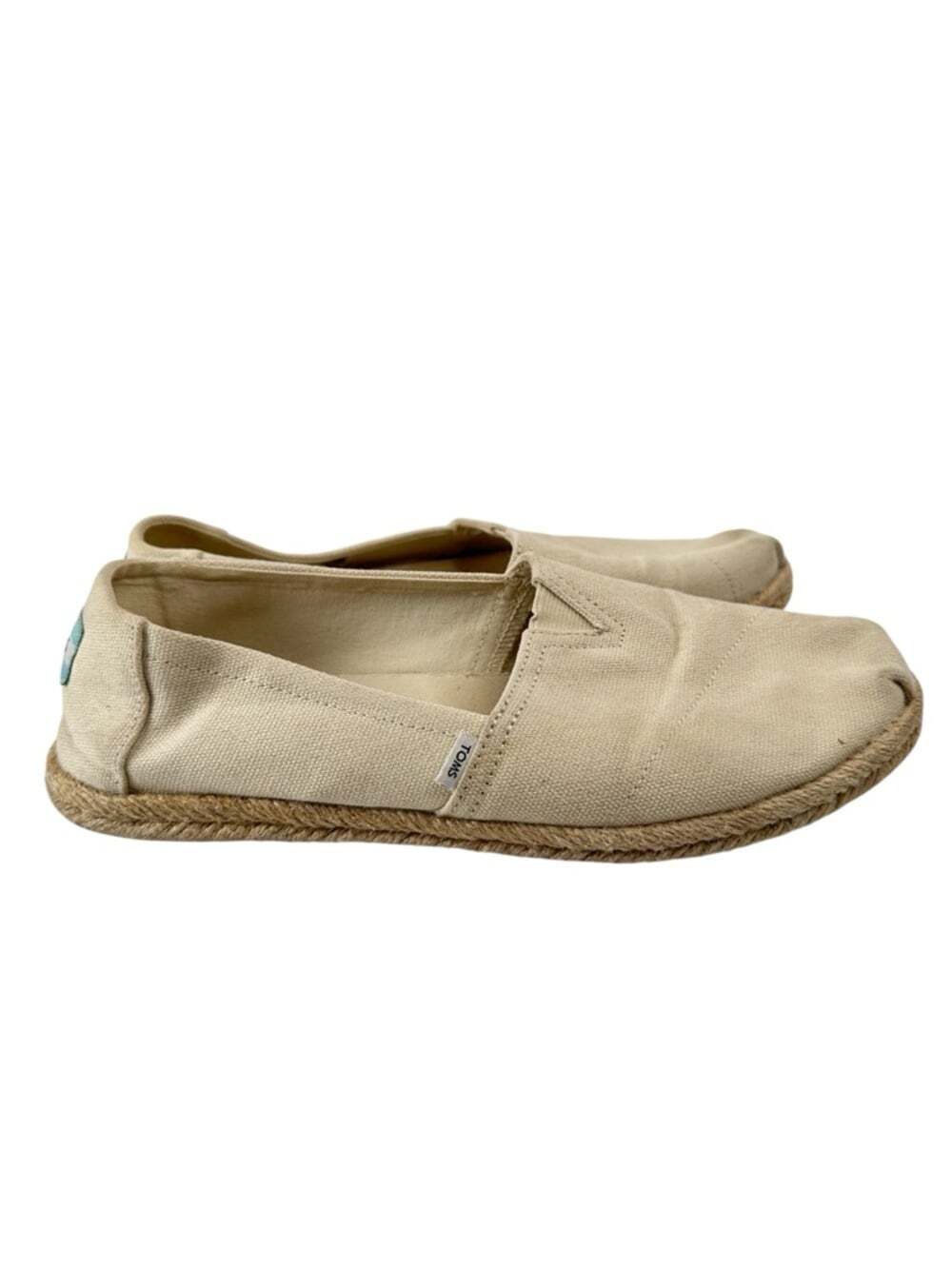 TOMS Alpargata Rope Espadrille Slip On Canvas Flats Beige Casual Shoes Size 8